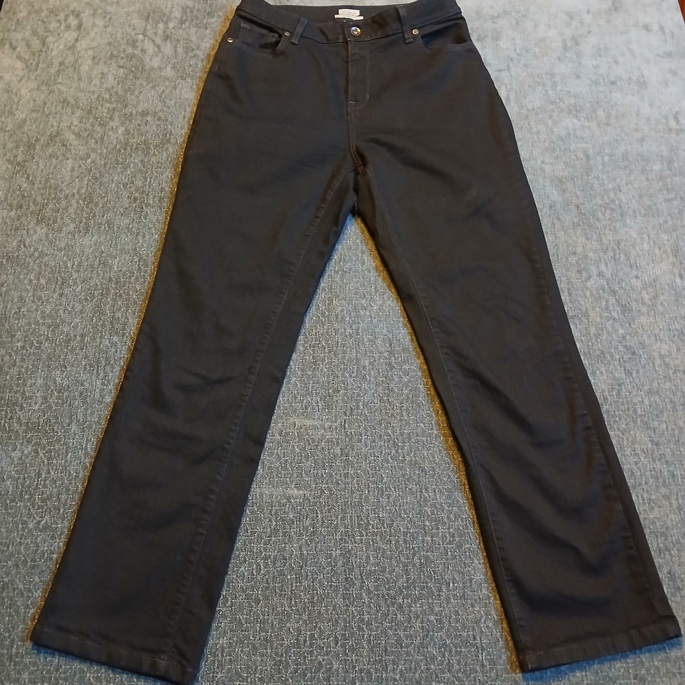 LL Bean Classic Fit Straight Leg Jeans Womens 12 Reg Black Stretch Cotton
